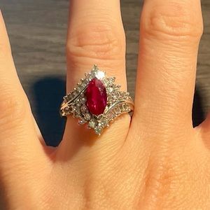 [SOLD] Lab Ruby and Silver Statement Ring